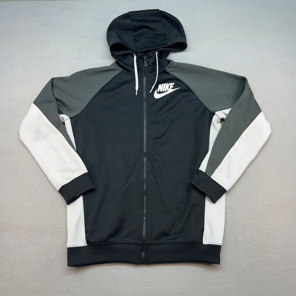 Nike Sportswear Women Colorblock Full Zip Hoodie Black Grey White S 914734-012